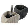 DKD Home Decor Escobillero de Resina y Acero Inoxidable Gris