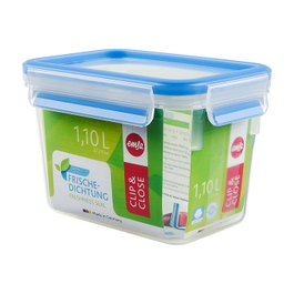 Emsa CLIP & CLOSE Frischhaltedose 1,1 Litros, Transparente/Azul, Rectangular