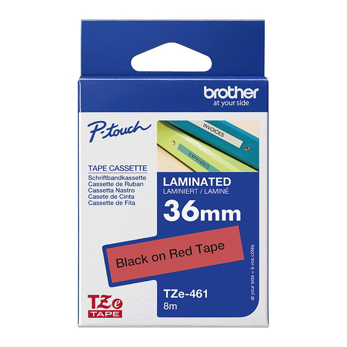 Brother TZe-461 Cinta Laminada 36mm Negro sobre Rojo