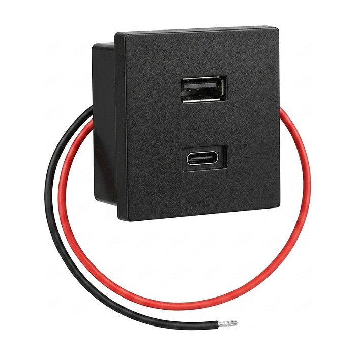 Shelly Cargador USB para instalación empotrada, Negro Shelly Cargador USB para instalación empotrada, Negro