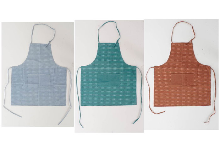 DKD Home Decor Delantal Basicos Azul Celeste Marron 0.5 x 80 x 70 cm (12 Unidades)