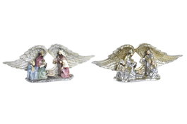 DKD Home Decor Figura de Resina con Alas, Surtido de 2 Unidades, Dorado y Blanco