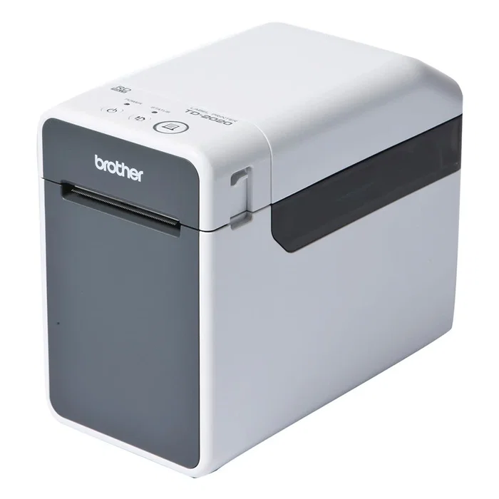 Brother TD-2020A Impresora de Etiquetas Térmica Directa, 203 DPI, 152.4 mm/s, USB 2.0 y Puerto Serie RS232, Ancho de Rollo 63 mm, Auto-Cortador, Compatible ZPLII