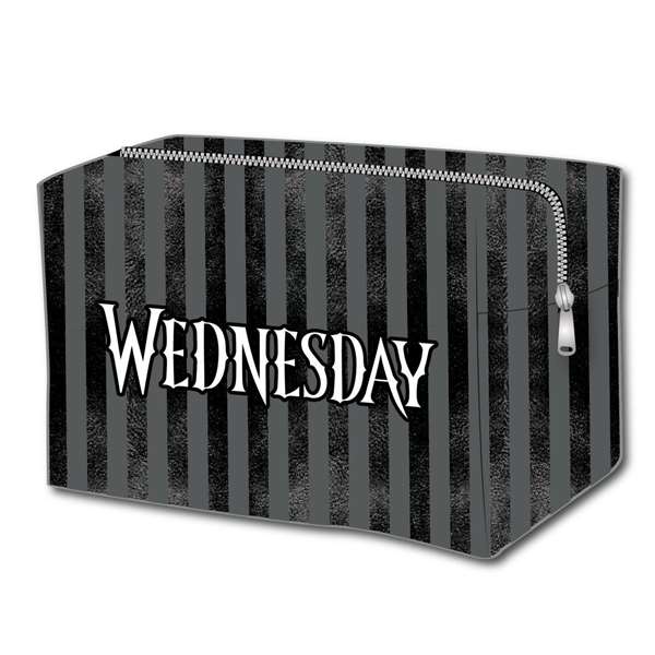 Cerdá Neceser de Aseo y Viaje Polipiel Wednesday Negro | Bolsa de Tocador Infantil para Niños con Diseño de Wednesday 11x6.4x20cm