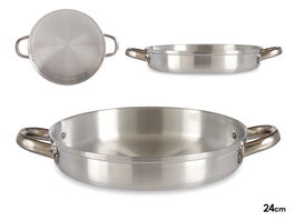 Kinvara Sarten Aluminio con Asas 24 cm - Plata, Apta para Gas y Horno, 33x4.5x25 cm (Set de 12)