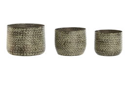 DKD Home Decor Macetero Mundra Verde Aluminio Hecho a Mano Set de 3 Piezas 17 x 17 x 13 cm