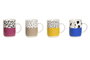 DKD Home Decor Tazas de Porcelana con Motivos de Animales, Multicolor