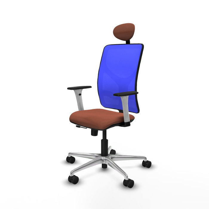 PIQUERAS Y CRESPO Silla de oficina Motilla con mecanismo Sincro/Traslack, Tela Marrón y Malla Azul PIQUERAS Y CRESPO Silla de oficina Motilla con mecanismo Sincro/Traslack, Tela Marrón y Malla Azul