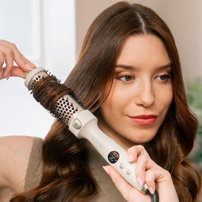 Cecotec Cepillo Alisador InstantCare ThermoGlow, 5 Temp, Infrarrojos, Iónico, 38mm, Pantalla