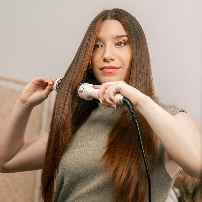 Cecotec Cepillo Alisador InstantCare ThermoGlow, 5 Temp, Infrarrojos, Iónico, 38mm, Pantalla