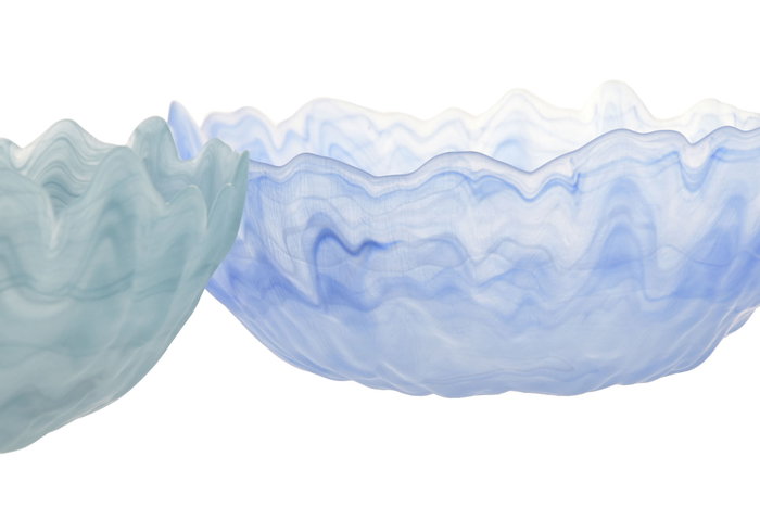DKD Home Decor Centro de Mesa de Cristal Glaseado Surtido Azul y Turquesa