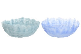 DKD Home Decor Centro de Mesa de Cristal Glaseado Surtido Azul y Turquesa