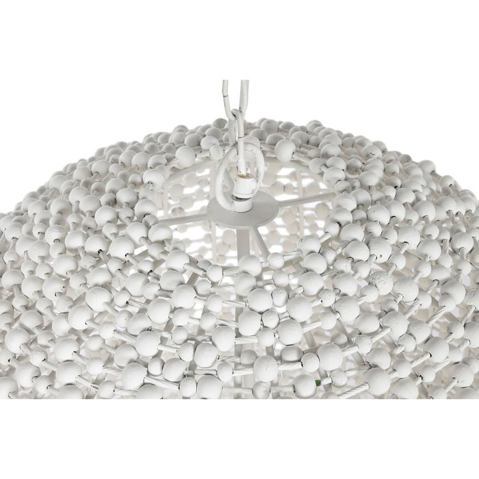 DKD Home Decor Lámpara de Techo de Hierro y Madera Blanco