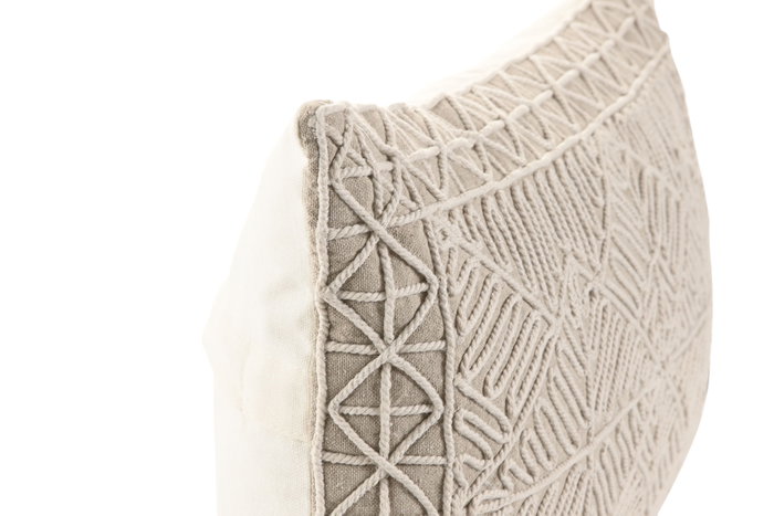 DKD Home Decor Cojín de Algodón Bordado a Mano Beige 50x30 cm DKD Home Decor Cojín de Algodón Bordado a Mano Beige 50x30 cm