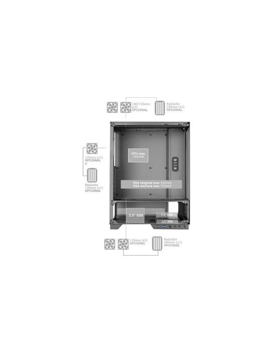 Mars Gaming MCPULSAR Caja de Ordenador ATX con Pantalla LCD frontal, Doble Ventana de Cristal Templado, Compatible con MicroATX/Mini-ITX, 5 Ventiladores, USB-C