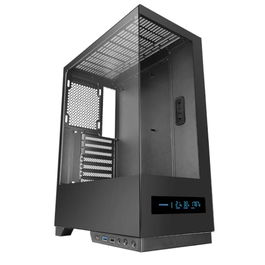 Mars Gaming MCPULSAR Caja de Ordenador ATX con Pantalla LCD frontal, Doble Ventana de Cristal Templado, Compatible con MicroATX/Mini-ITX, 5 Ventiladores, USB-C