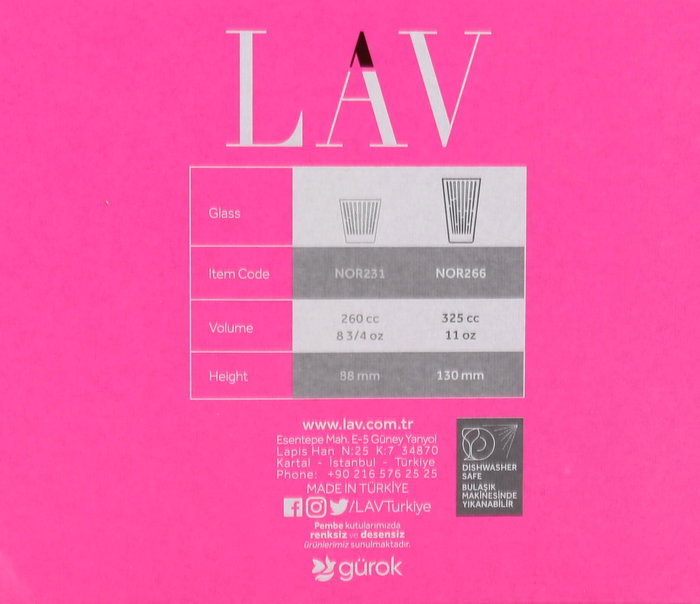 Lav Set 6 Vasos "Nora" 325 cc (8 Cajas)