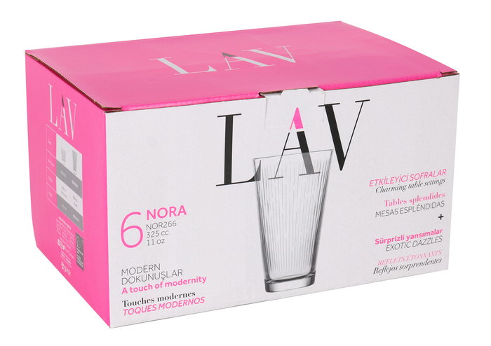 Lav Set 6 Vasos "Nora" 325 cc (8 Cajas)
