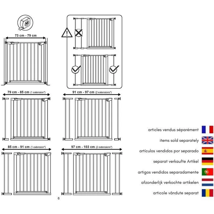 Webaby Barrera de Seguridad WEB1698968303767 - 72.5 a 79.5 cm - Blanco