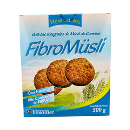 HIJAS DEL SOL Galletas Fibromuesli Chocolate 500 g - Galletas Integrales con Chocolate y Semillas, Alto Contenido en Fibra