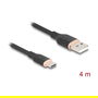 DeLOCK 81228 Cable USB 2.0 Tipo-A Macho a Tipo-C Macho (4m) para Transmisión de Datos y Carga - Negro