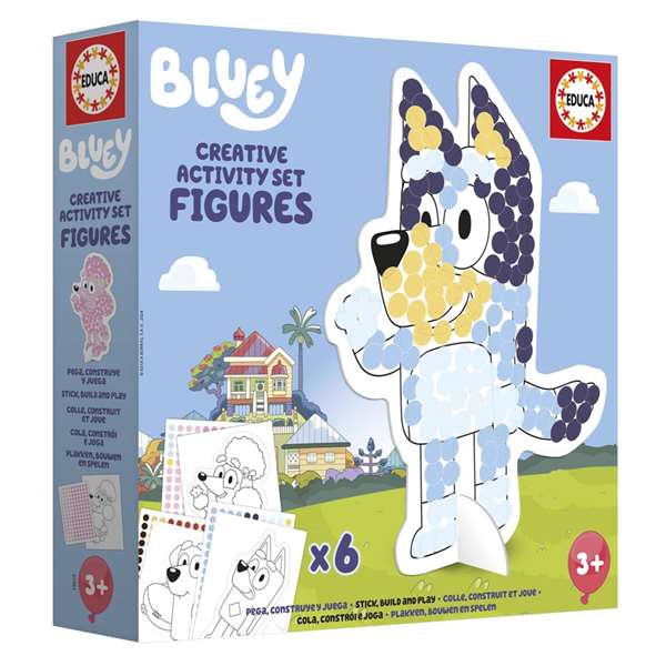 Educa Set Creativo 3D Bluey con 4 Personajes para Colorear, Montar y Jugar
