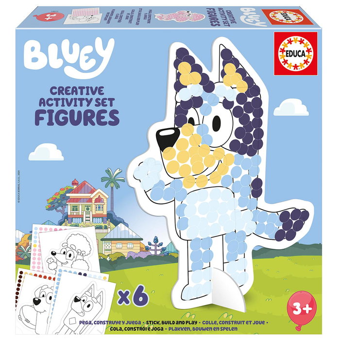 Educa Bluey Set Creativo 3D Personajes de Cartón con Pegatinas 19885 para Niños +3 Años