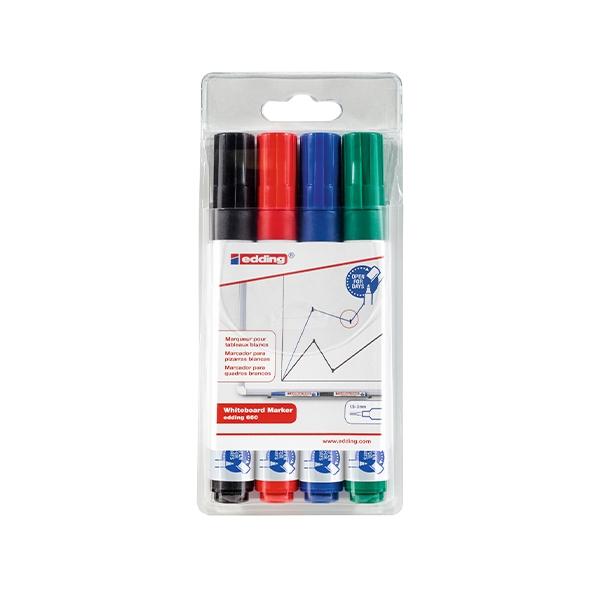 Edding 660 Rotuladores para Pizarra Blanca Surtidos, Pack de 4