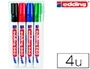 Edding 660 Rotulador para pizarra blanca, blister 4 unidades, colores surtidos, recargable, trazo 1,5-3 mm