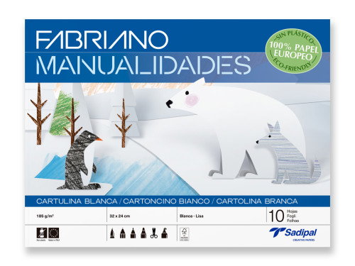 Sadipal Bloc de Cartulina Blanca para Manualidades 32x24cm 10 Hojas