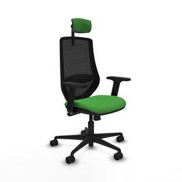PIQUERAS Y CRESPO Silla de oficina Mardos con mecanismo Sincro, Tela Verde y Malla Negra