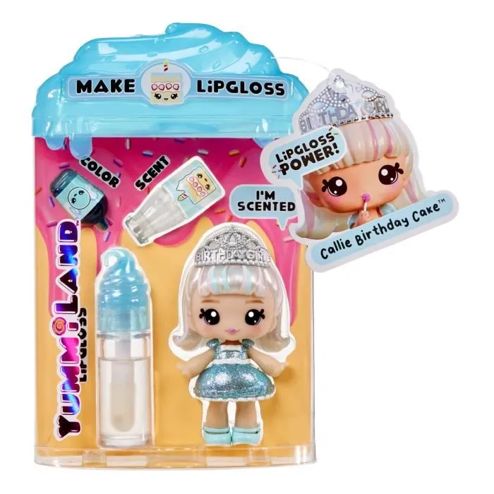 MGA Yummiland Lipgloss Callie Birthday 120704 Mga Creación de Labial con Purpurina, Esencia y Aroma Juguete para Niñas +4 Años