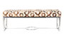 DKD Home Decor Descalzadora Blanco Marron Claro Piel Acero Rombos 41 x 44 x 122 cm