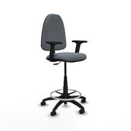PIQUERAS Y CRESPO Taburete Aýna con mecanismo de contacto permanente, brazos 2D y tela gris