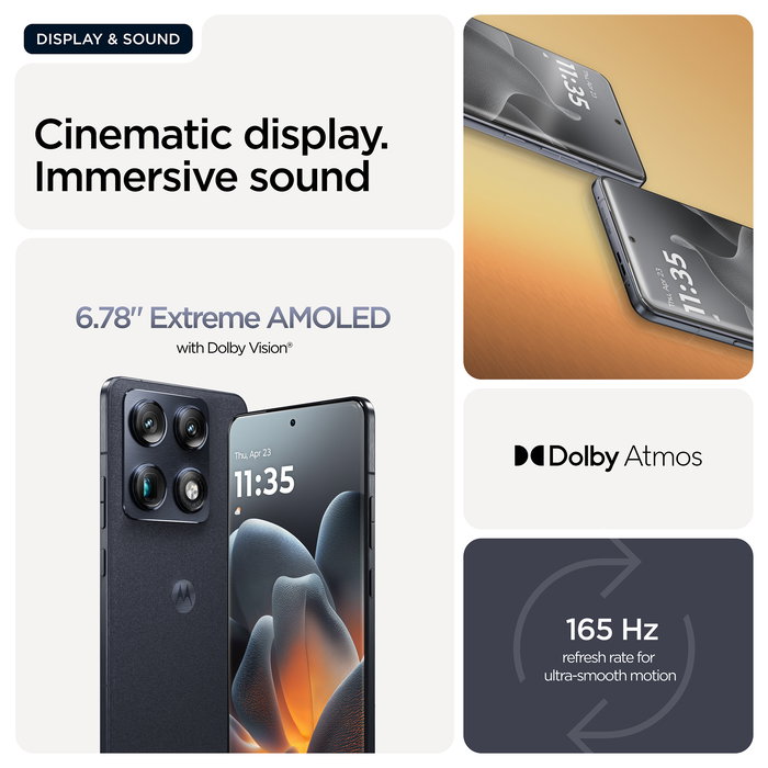 Motorola Signature 5G Smartphone 6.78" Extreme AMOLED 165Hz Snapdragon 8 Gen 5, 16GB RAM 512GB, Triple Cámara 50MP Sony LYTIA 600, Android 16.0, Batería 5200mAh, Azul Oscuro