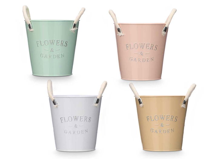 Ibergarden Macetero con Asas Blancas Surtidos Colores Diámetro 15 cm Dimensiones 21 x 17 x 15.2 cm (Set de 24)