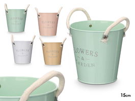 Ibergarden Macetero con Asas Blancas Surtidos Colores Diámetro 15 cm Dimensiones 21 x 17 x 15.2 cm (Set de 24)