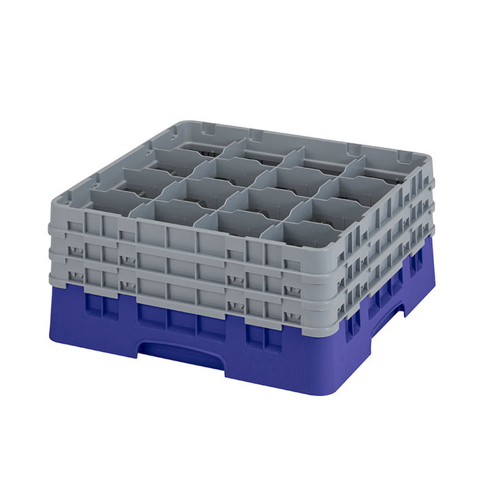 CAMBRO - 16S738-186 - Cesta de lavado 16 comp. 3 alturas - 10,9 cm Ø máx. - alt. máx. 20 cm - 50 x 50 x 22,5 cm - Azul marino CAMBRO - 16S738-186 - Cesta de lavado 16 comp. 3 alturas - 10,9 cm Ø máx. - alt. máx. 20 cm - 50 x 50 x 22,5 cm - Azul marino