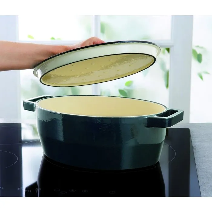 Pyrex Cazuela ovalada de hierro fundido 29 cm para cocción lenta color azul oscuro - PYR3426470303644