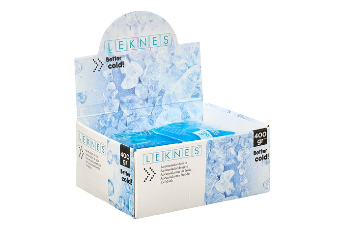 Leknes Acumulador de Frío 400 ml Azul, Dimensiones 22.5x14.5x2.5 cm para Expositor, Material Plástico (PE) (Set de 24)