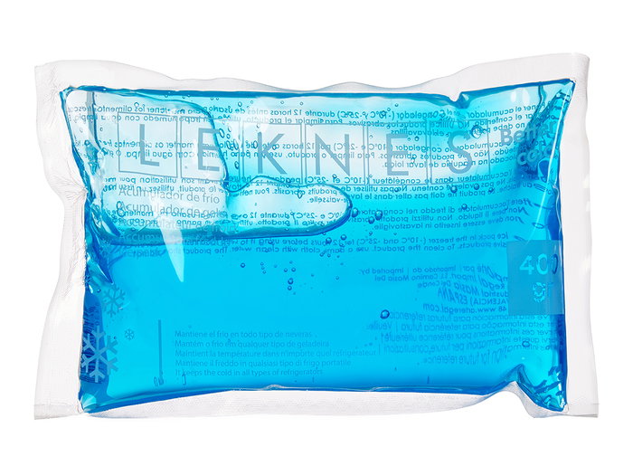 Leknes Acumulador de Frío 400 ml Azul, Dimensiones 22.5x14.5x2.5 cm para Expositor, Material Plástico (PE) (Set de 24)
