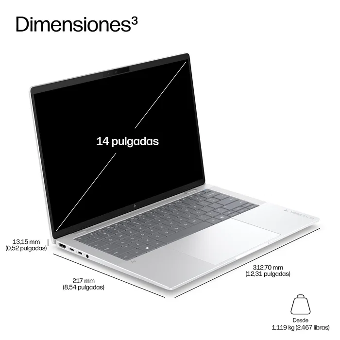 HP EliteBook X G2a 14 WUXGA 32 GB LPDDR5x 512 GB SSD AMD Ryzen AI 5 Plata