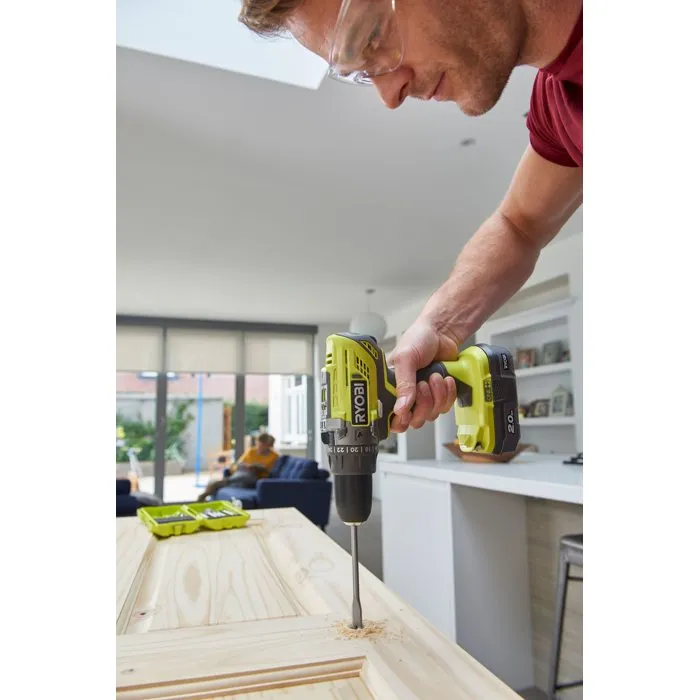 Ryobi Paquete de Taladro Percutor Inalámbrico 18V con 2 Baterías de 2Ah