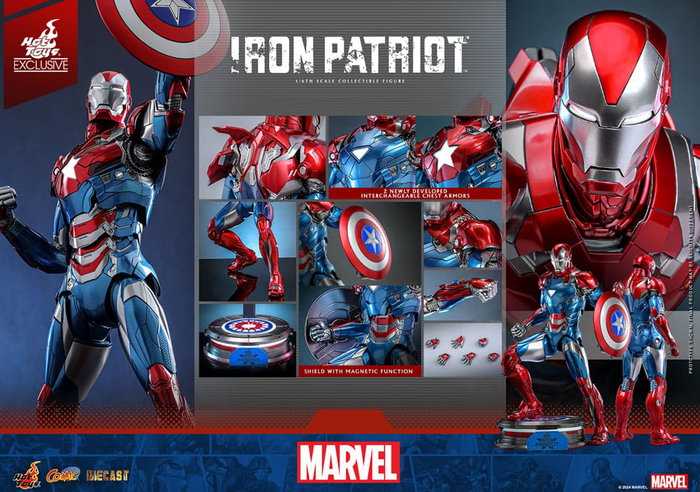 Marvel Figura Diecast Comic Masterpiece 1/6 Iron Patriot Hot Toys Exclusive 32 cm