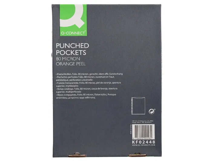 Q-connect Funda Multitaladro Folio 80 micras Piel de Naranja Transparente para Archivo Caja 100 Unidades Q-connect Funda Multitaladro Folio 80 micras Piel de Naranja Transparente para Archivo Caja 100 Unidades