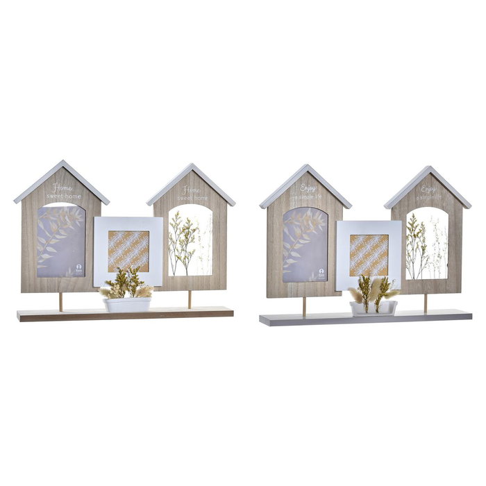DKD Home Decor Marco Multifoto MDF y Cristal Diseño Flor Surtido de 2 Unidades
