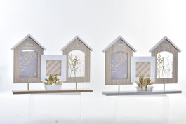DKD Home Decor Marco Multifoto Nice day Marron Blanco MDF Cristal 7 x 29 x 42 cm (2 Unidades)