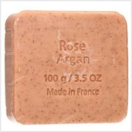 SAVON DU MIDI Jabón Exfoliante de Argán y Rosa Bio Pastilla 100g. Piel Suave y Tersa