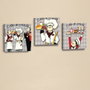 Wallity AHM041 Cuadro Decorativo de Cuero PU (3 Piezas) 33x33cm Blanco Negro Gris Rojo Verde