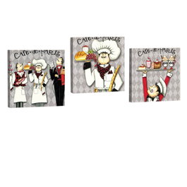 Wallity AHM041 Cuadro Decorativo de Cuero PU (3 Piezas) 33x33cm Blanco Negro Gris Rojo Verde